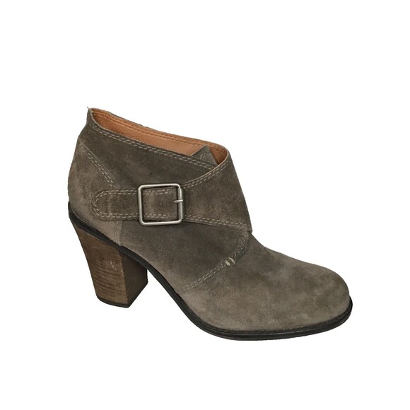 Lucky Brand  Women Suede ankle Booties Sz. 9 Gray EUC Boho Hippie - Picture 1 of 9